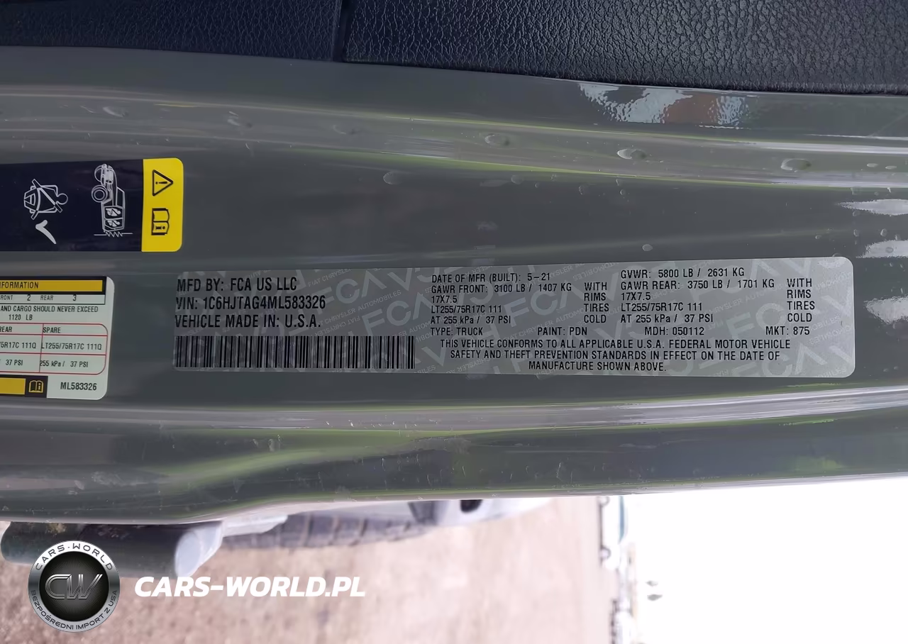 2021 Jeep Gladiator Texas Trail 4X4 VIN:1C6HJTAG4ML583326 - 9