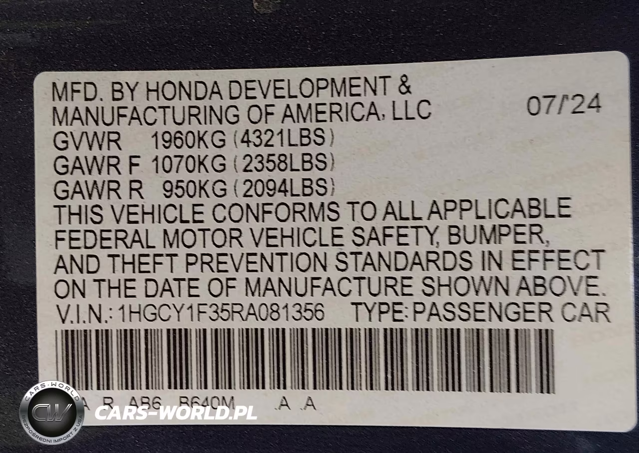 2024 Honda Accord Ex VIN:1HGCY1F35RA081356 - 9