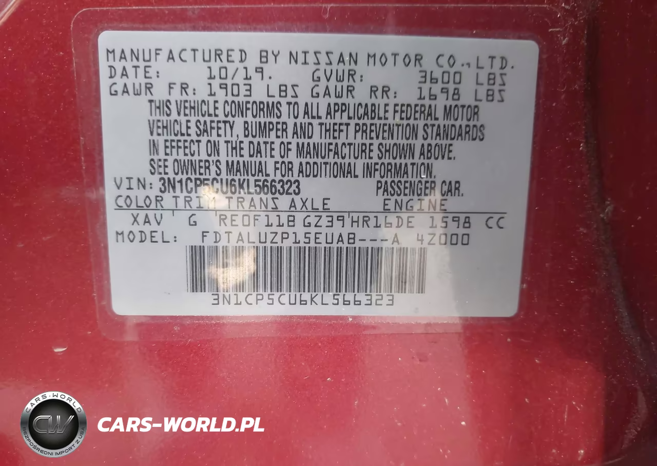 2019 Nissan Kicks Sr VIN:3N1CP5CU6KL566323 - 9