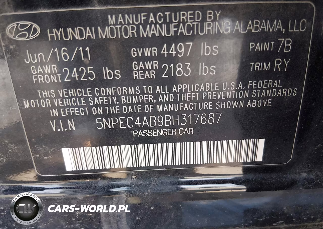 2011 Hyundai Sonata Se 2.0T VIN:5NPEC4AB9BH317687 - 9