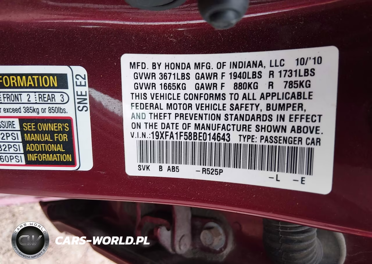 2011 Honda Civic Lx VIN:19XFA1F58BE014643 - 9