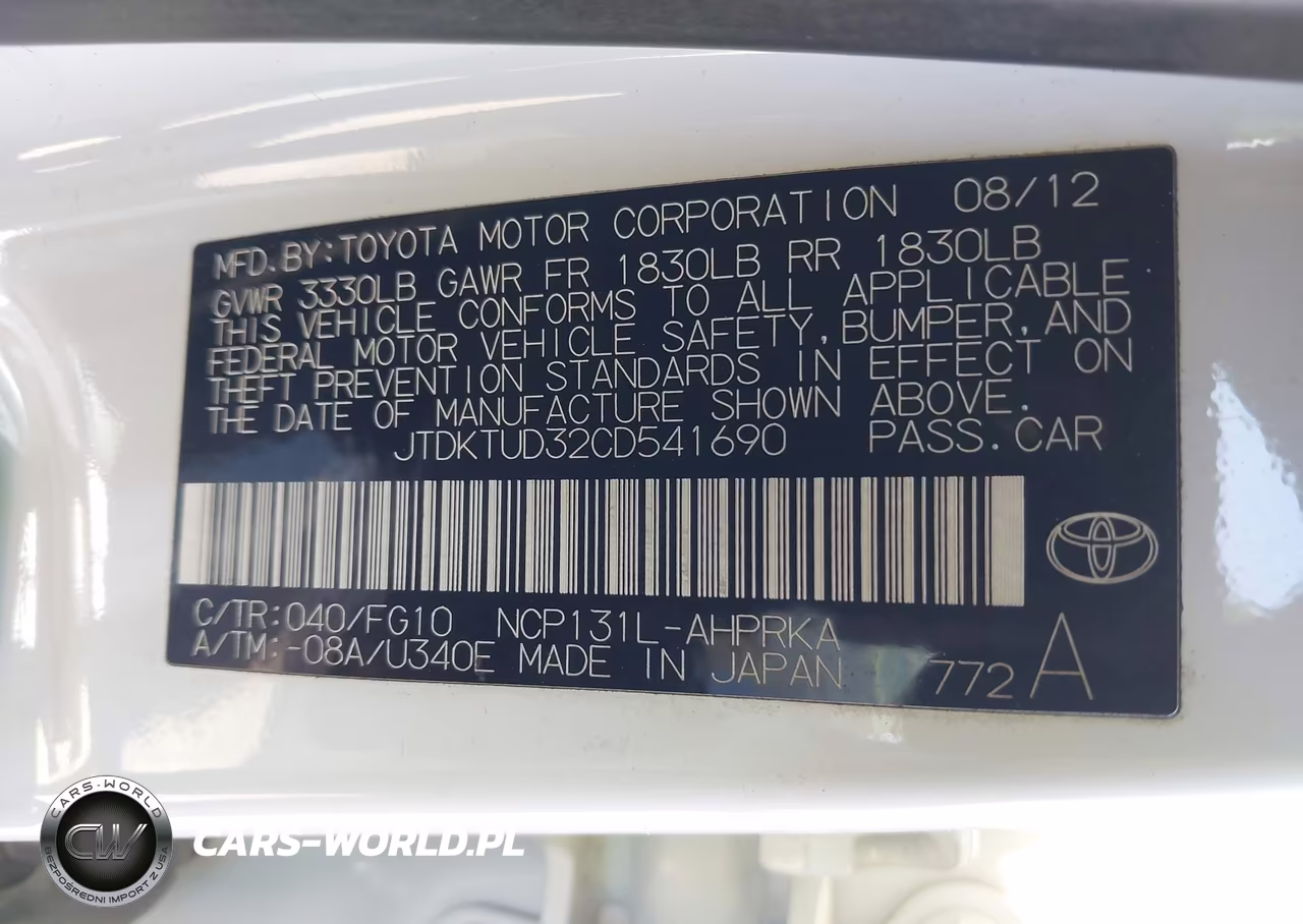 2012 Toyota Yaris L VIN:JTDKTUD32CD541690 - 9