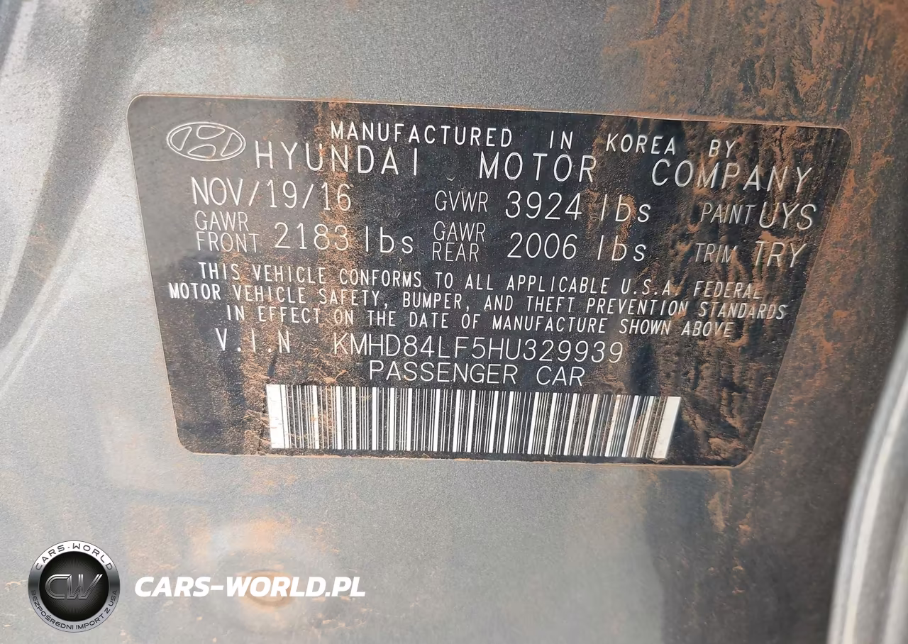 2017 Hyundai Elantra Limited VIN:KMHD84LF5HU329939 - 9