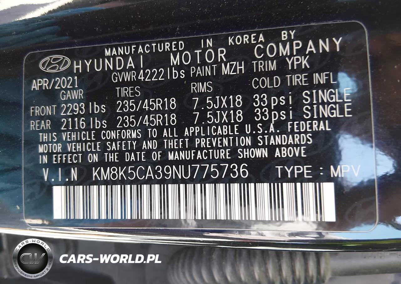 2022 Hyundai Kona Limited VIN:KM8K5CA39NU775736 - 9