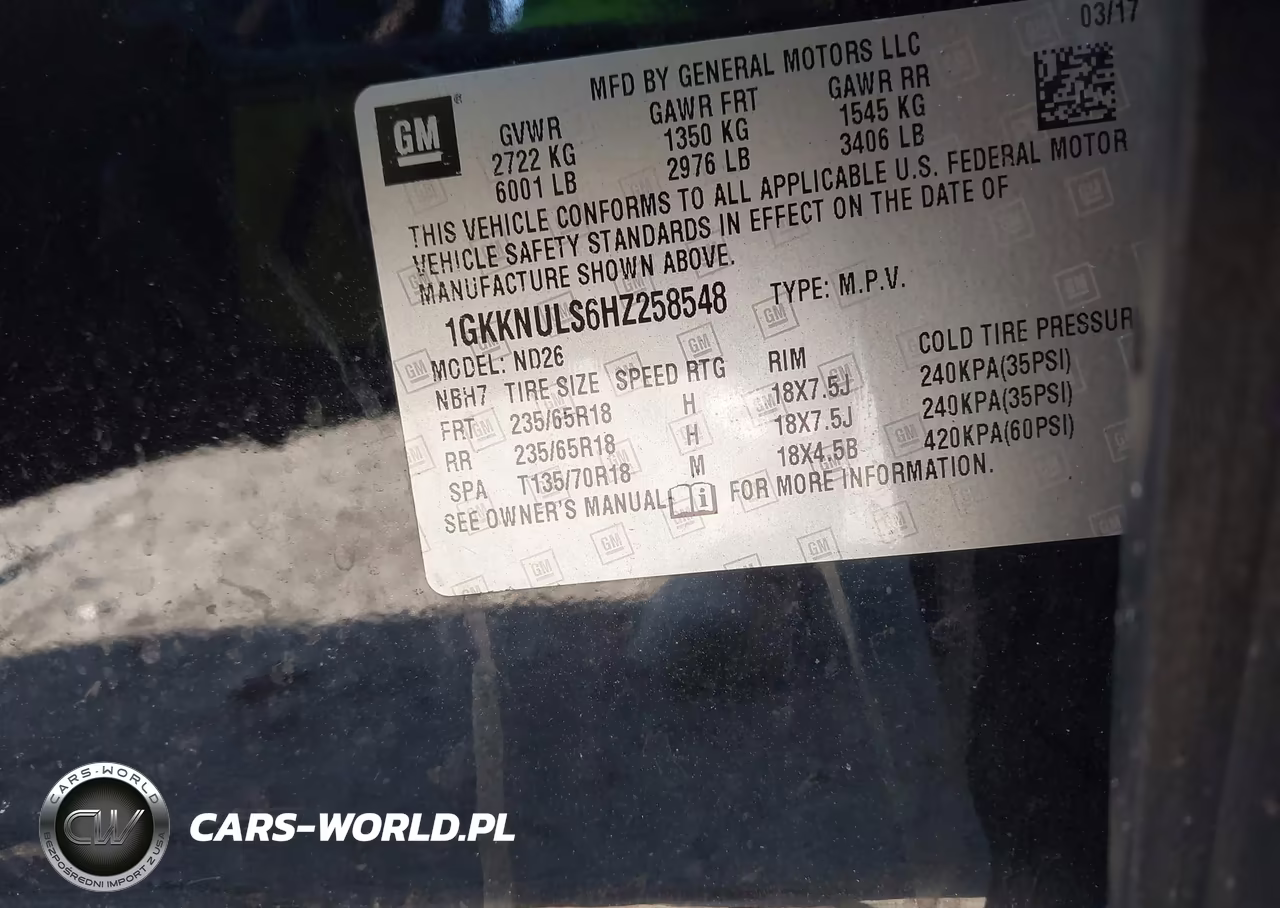 2017 GMC Acadia Slt-1 VIN:1GKKNULS6HZ258548 - 9