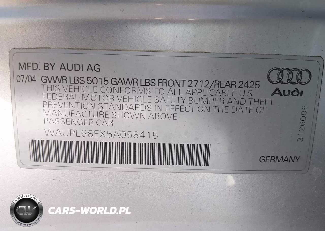 2005 Audi S4 4.2 VIN:WAUPL68EX5A058415 - 9