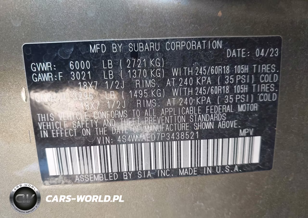 2023 Subaru Ascent Premium 7-Passenger VIN:4S4WMAED7P3438521 - 9