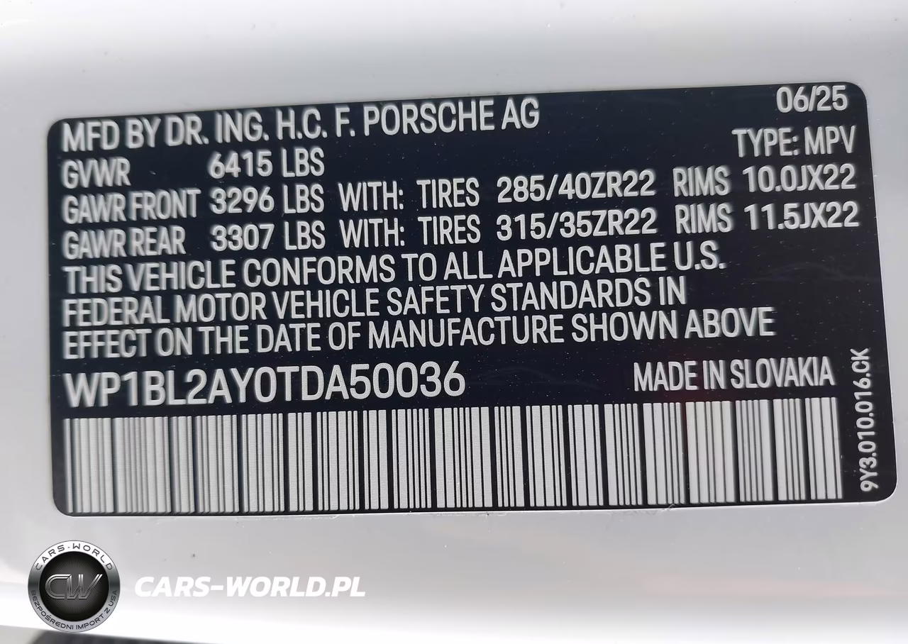 2026 Porsche Cayenne Coupe S VIN:WP1BL2AY0TDA50036 - 9