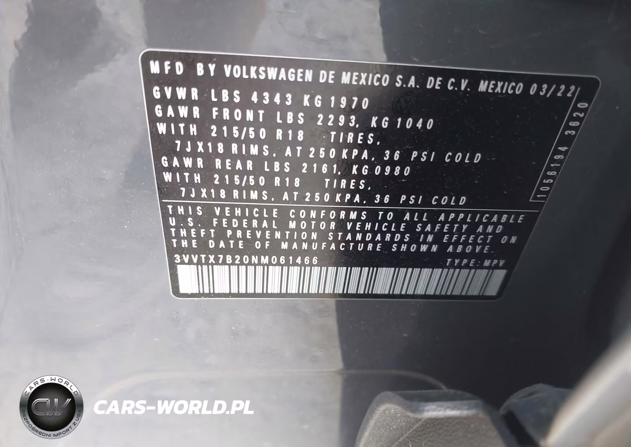 2022 Volkswagen Taos 1.5T Se VIN:3VVTX7B20NM061466 - 9