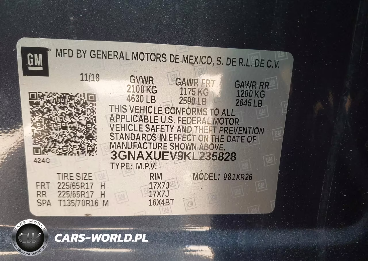2019 Chevrolet Equinox Lt VIN:3GNAXUEV9KL235828 - 9