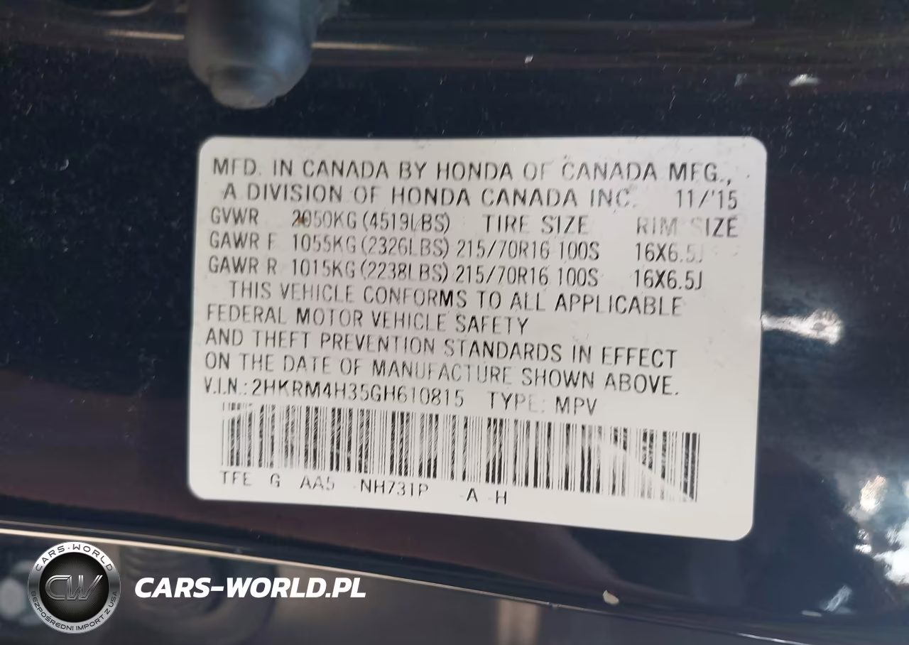 2016 Honda Cr-V Lx VIN:2HKRM4H35GH610815 - 9