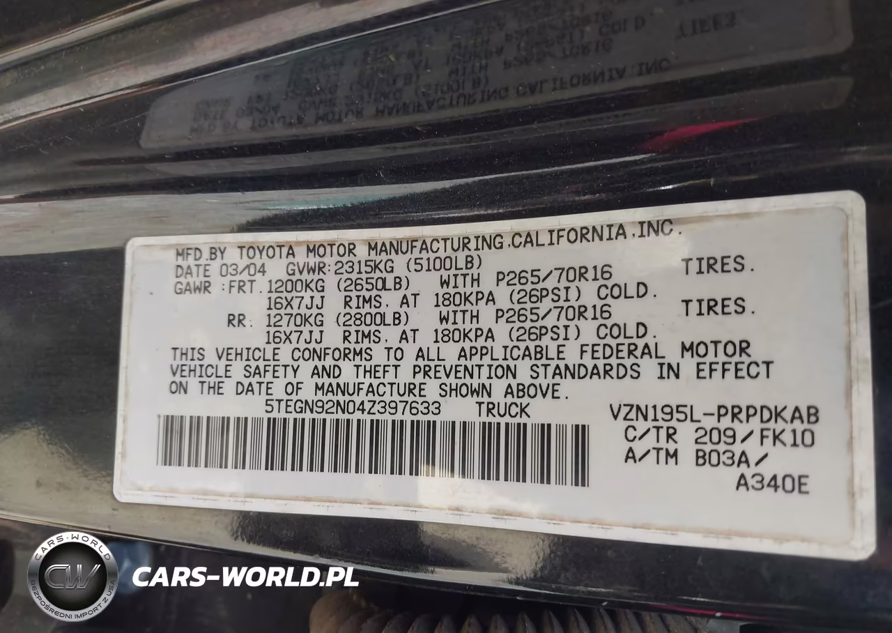 2004 Toyota Tacoma Prerunner V6 VIN:5TEGN92N04Z397633 - 9