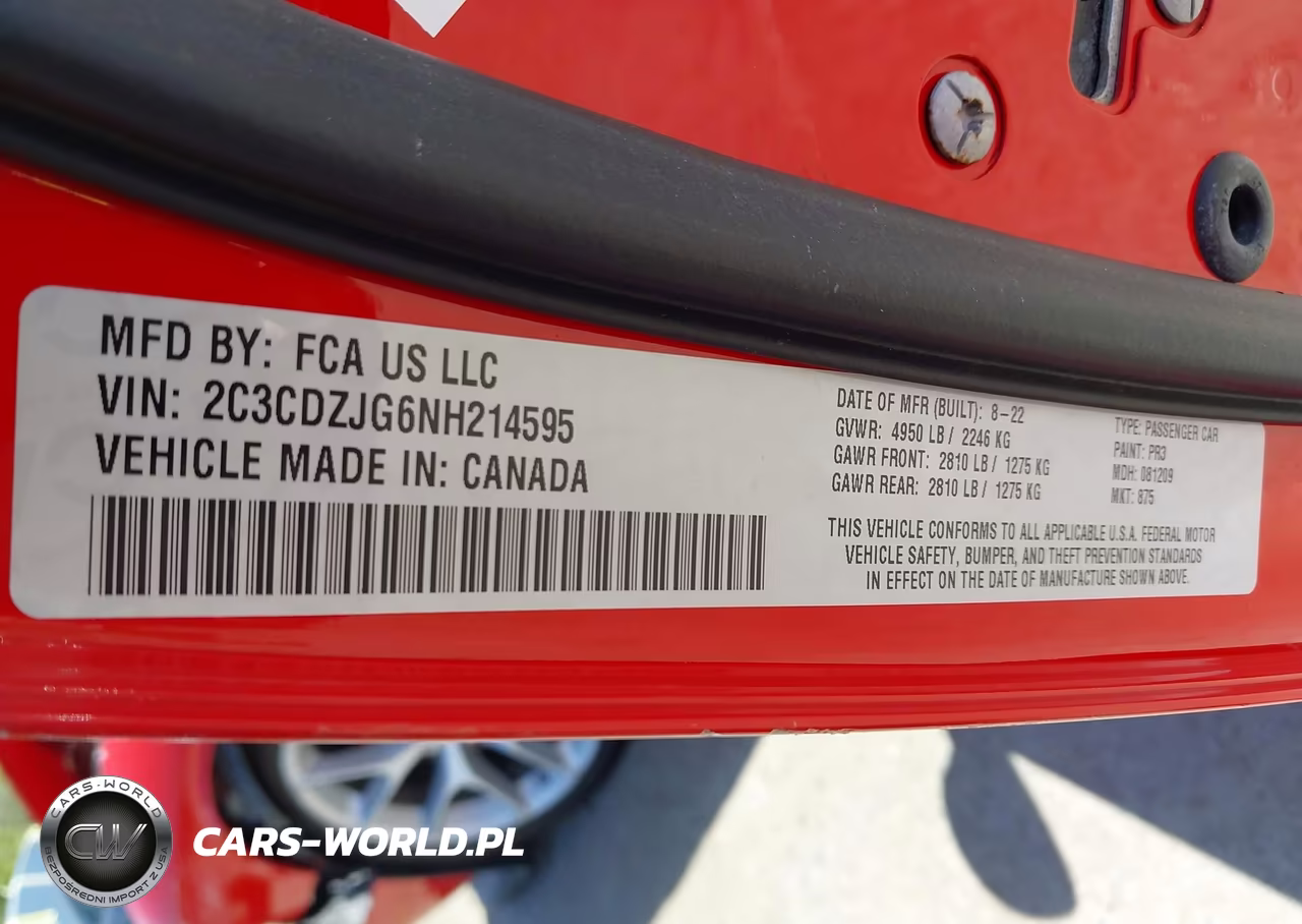 2022 Dodge Challenger Gt VIN:2C3CDZJG6NH214595 - 9