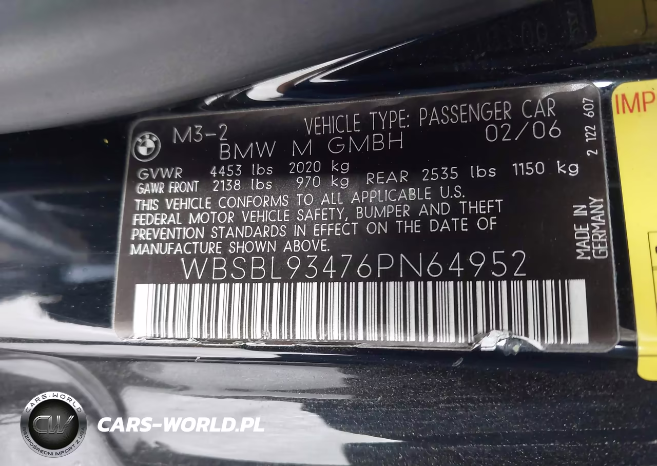2006 BMW M3 VIN:WBSBL93476PN64952 - 9