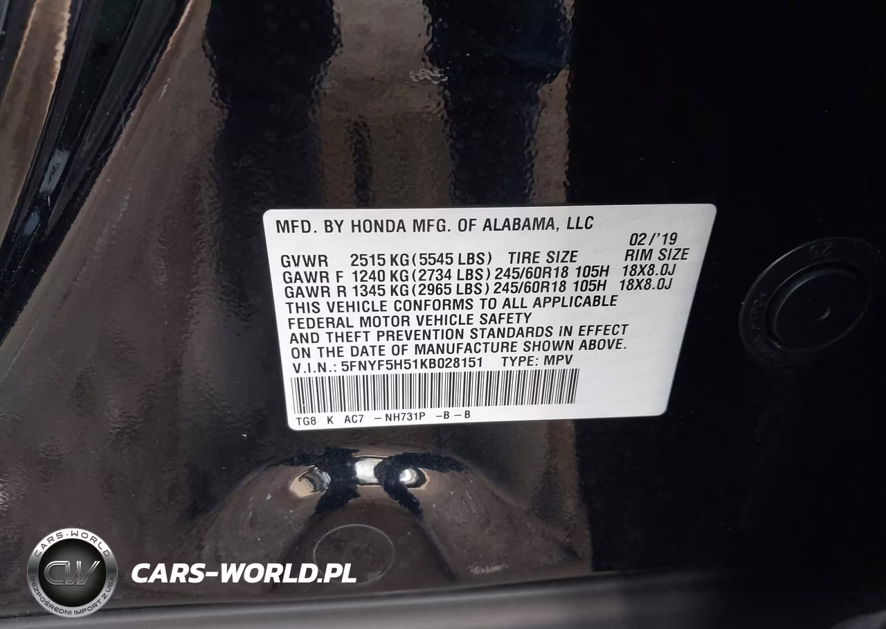 2019 Honda Pilot Ex-L VIN:5FNYF5H51KB028151 - 9