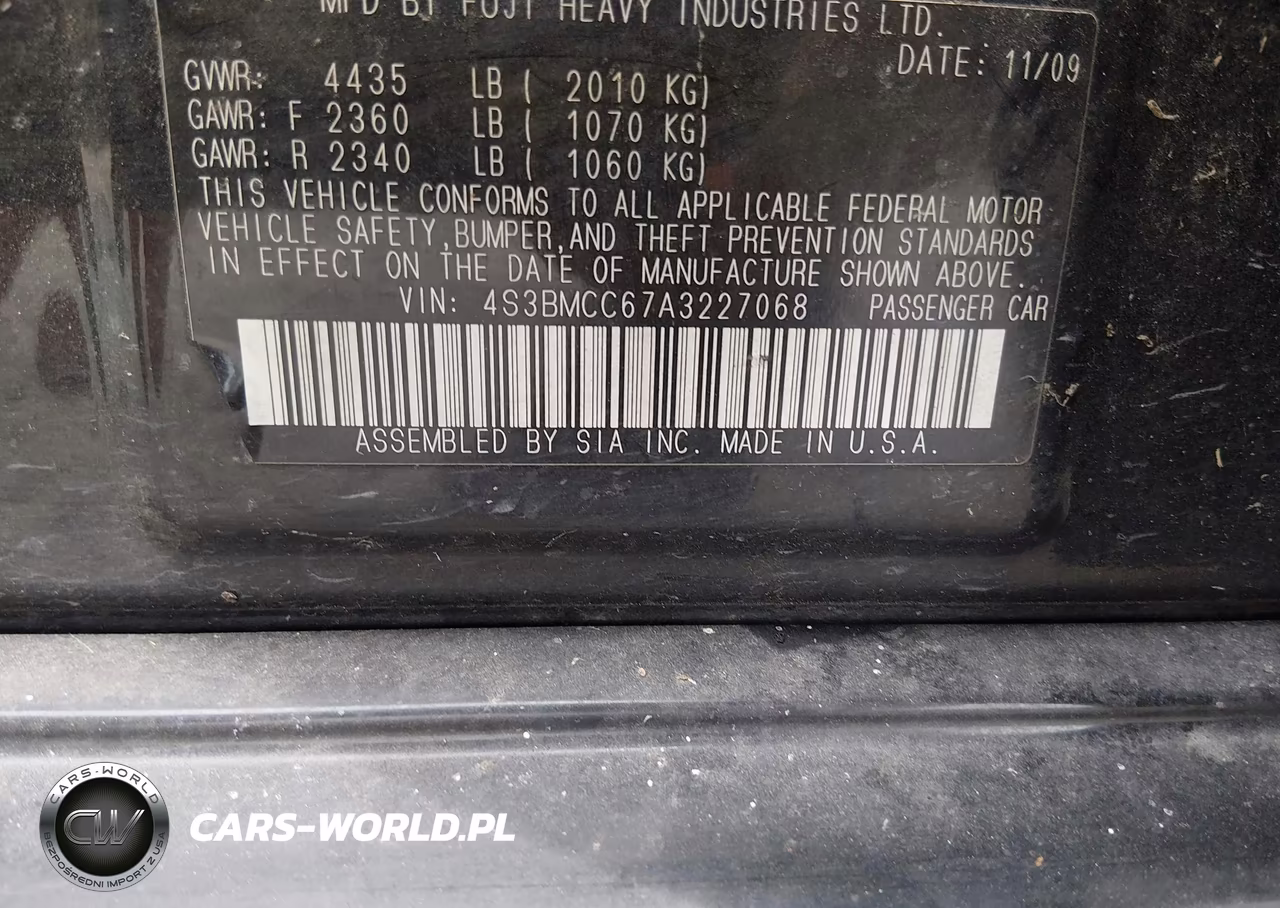2010 Subaru Legacy 2.5I Premium VIN:4S3BMCC67A3227068 - 9