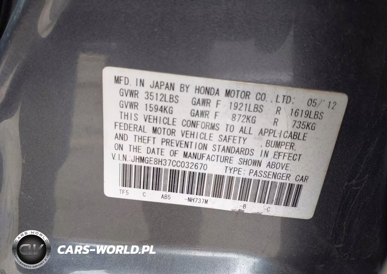 2012 Honda Fit VIN:JHMGE8H37CC032670 - 9