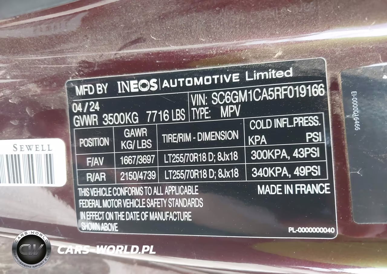 2024 Ineos Grenadier Fieldmaster Edition-Trialmaster Edition VIN:SC6GM1CA5RF019166 - 9