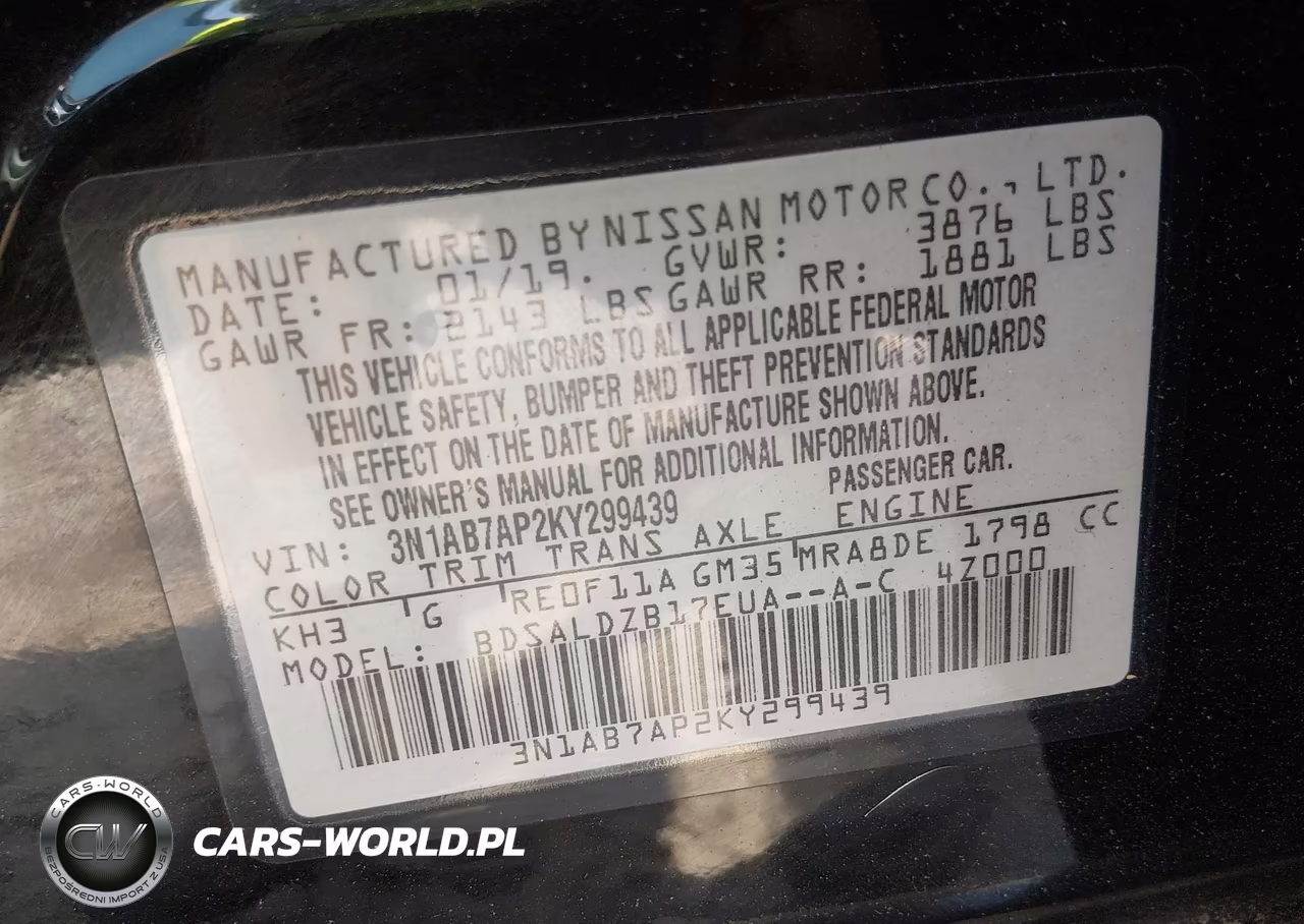 2019 Nissan Sentra Sv VIN:3N1AB7AP2KY299439 - 9