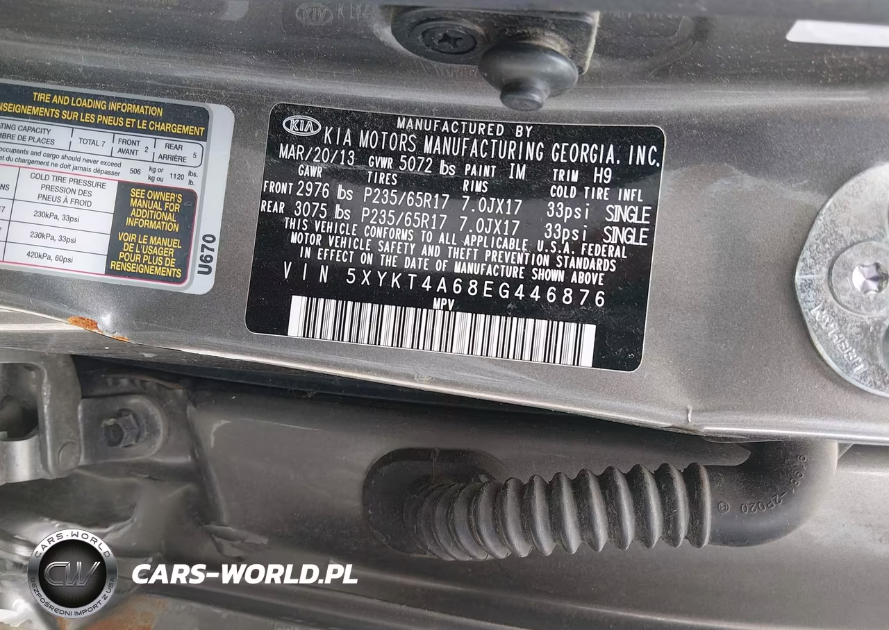 2014 Kia Sorento Lx VIN:5XYKT4A68EG446876 - 9