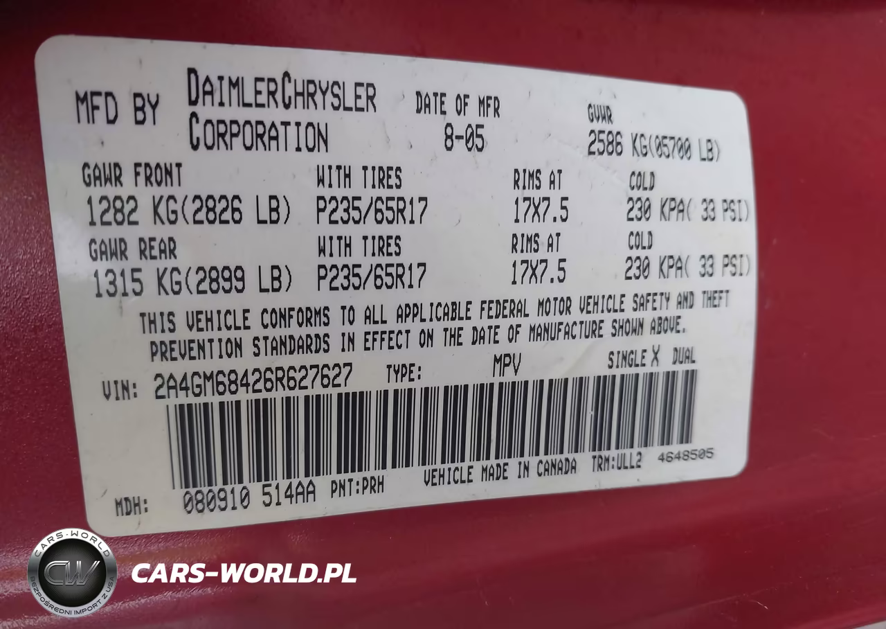 2006 Chrysler Pacifica Touring VIN:2A4GM68426R627627 - 9