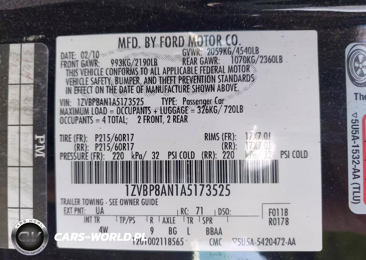 2010 Ford Mustang V6-V6 Premium VIN:1ZVBP8AN1A5173525 - 9