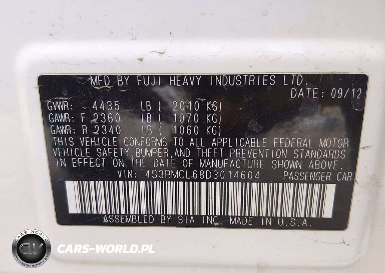 2013 Subaru Legacy 2.5I Limited VIN:4S3BMCL68D3014604 - 9