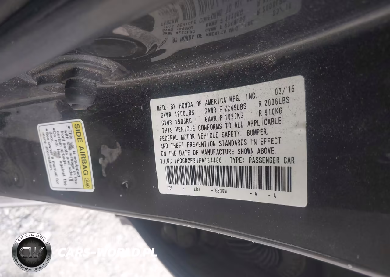 2015 Honda Accord Lx VIN:1HGCR2F31FA134486 - 9