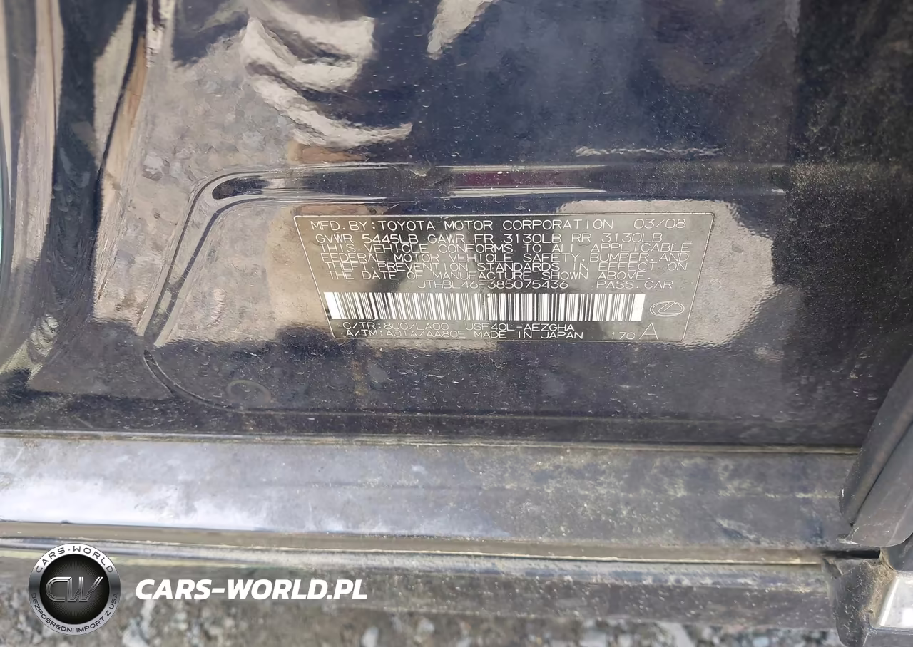 2008 Lexus Ls 460 VIN:JTHBL46F385075436 - 9