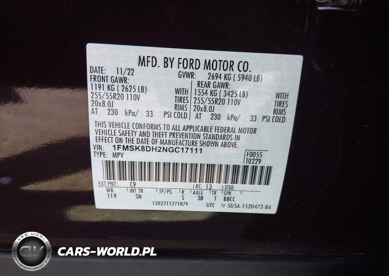 2022 Ford Explorer Xlt VIN:1FMSK8DH2NGC17111 - 9