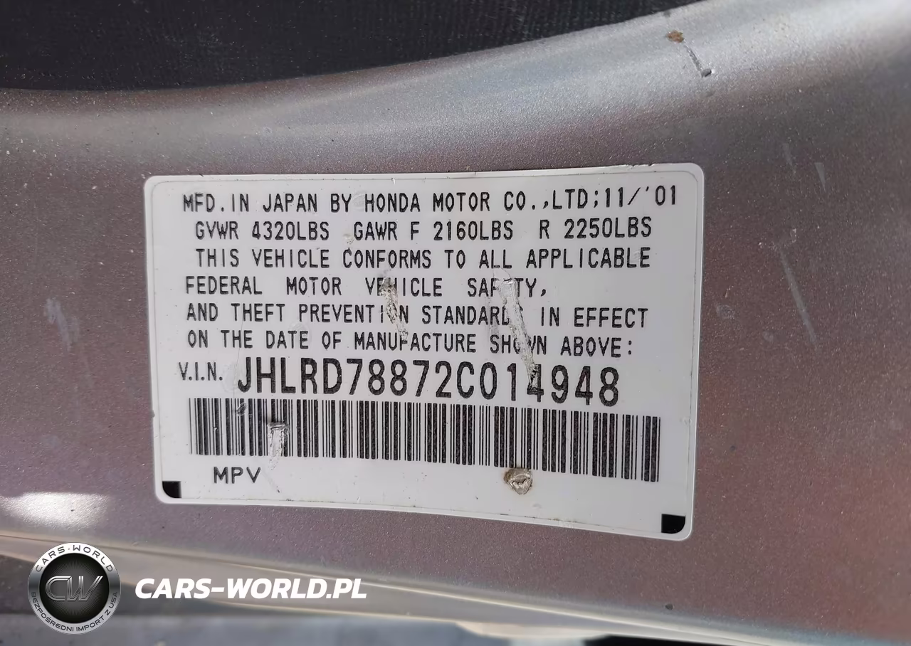 2002 Honda Cr-V Ex VIN:JHLRD78872C014948 - 9