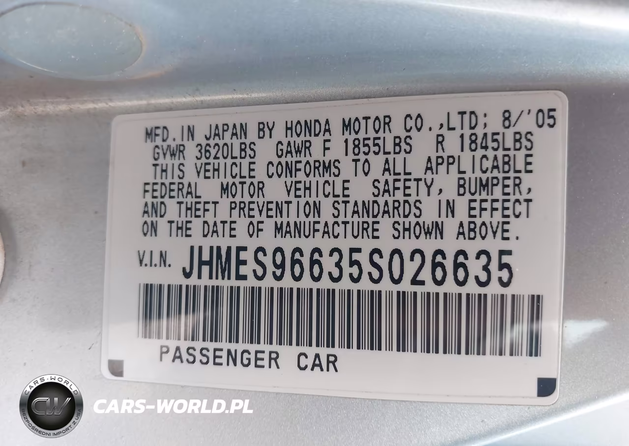 2005 Honda Civic Hybrid VIN:JHMES96635S026635 - 9