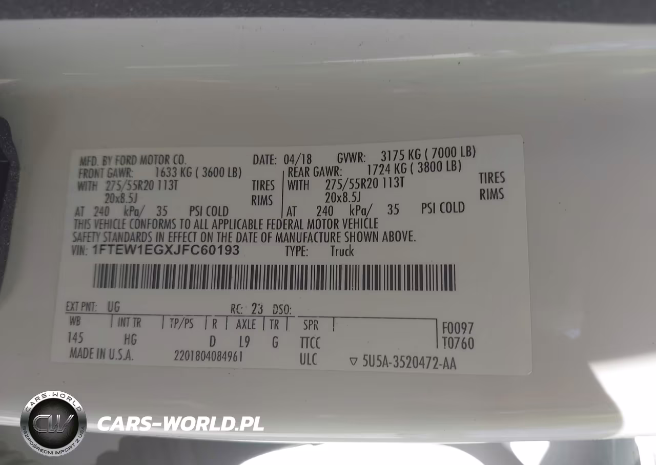 2018 Ford F-150 Lariat VIN:1FTEW1EGXJFC60193 - 9