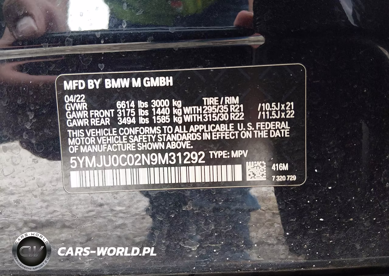 2022 BMW X5 M VIN:5YMJU0C02N9M31292 - 9