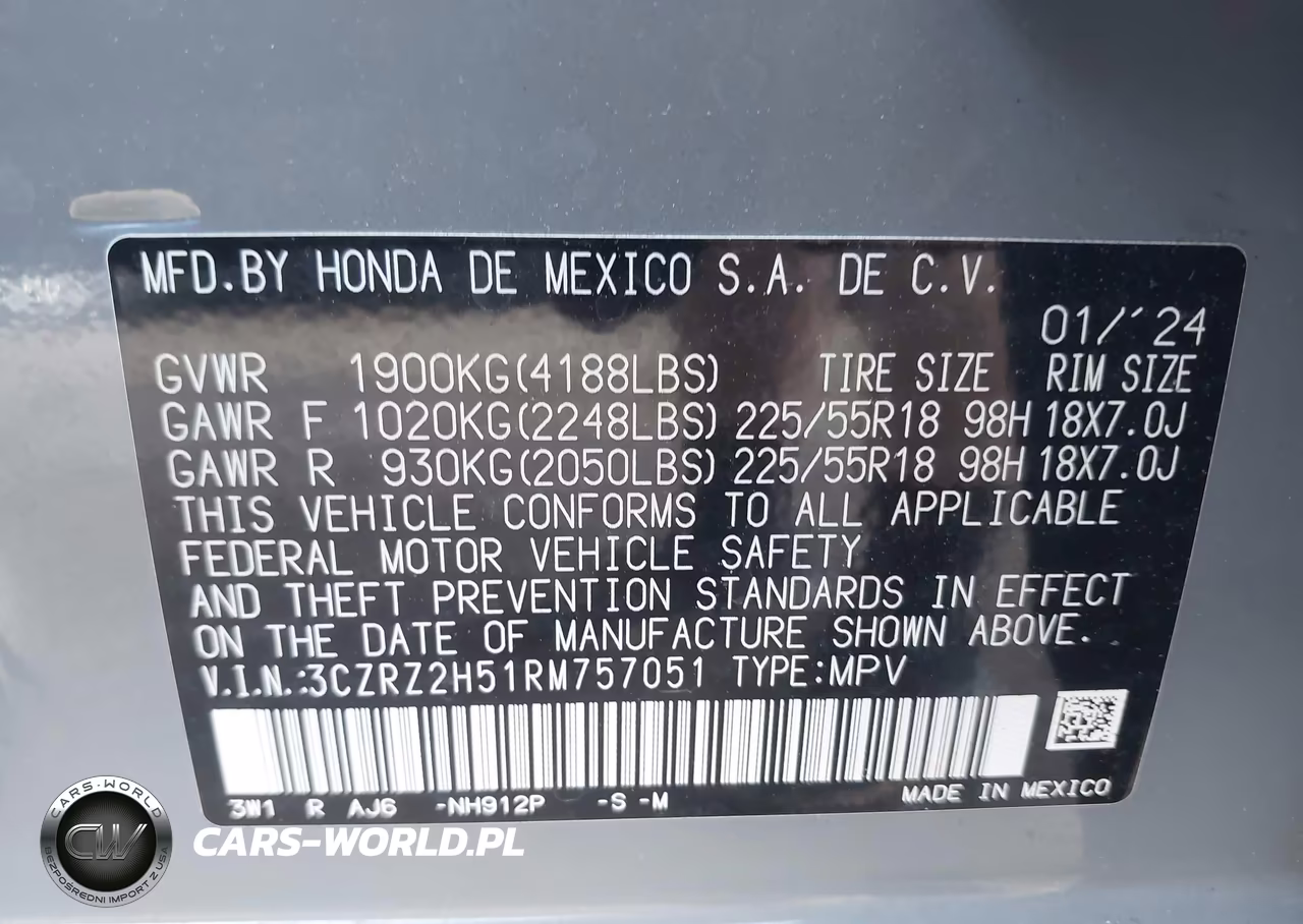 2024 Honda Hr-V Awd Sport-Awd Sport W-O Bsi VIN:3CZRZ2H51RM757051 - 9
