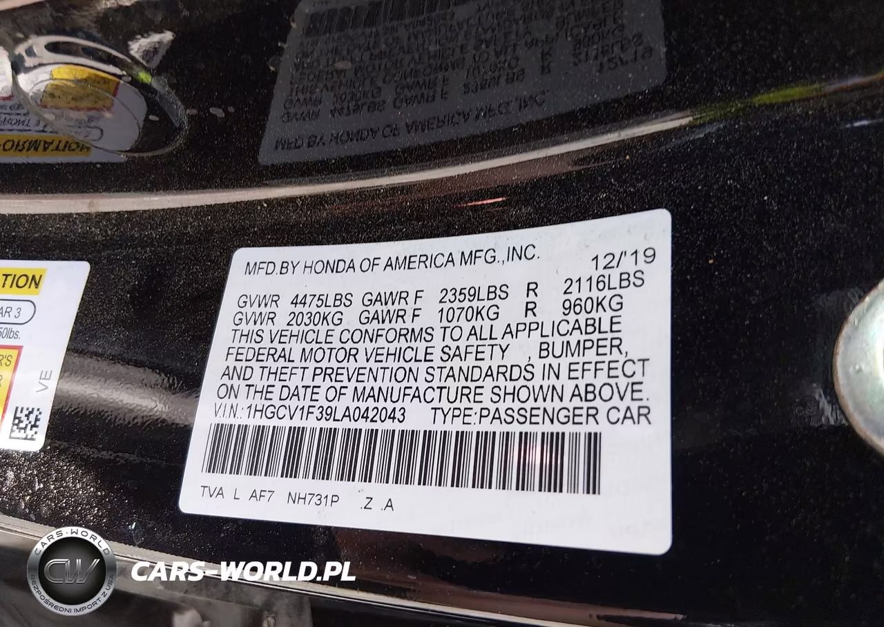 2020 Honda Accord Sport VIN:1HGCV1F39LA042043 - 9