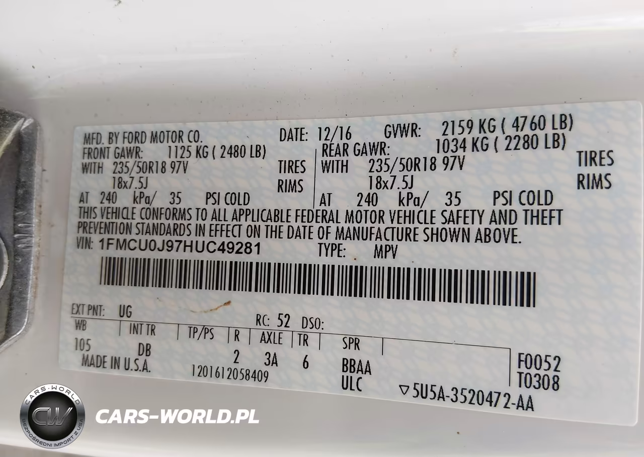 2017 Ford Escape Titanium VIN:1FMCU0J97HUC49281 - 9