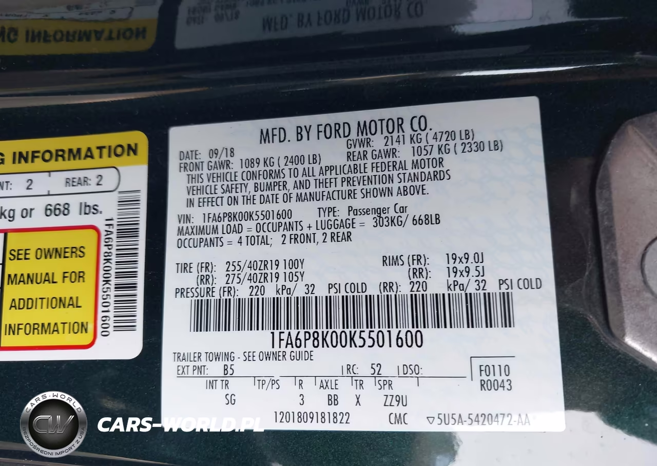 2019 Ford Mustang Bullitt VIN:1FA6P8K00K5501600 - 9
