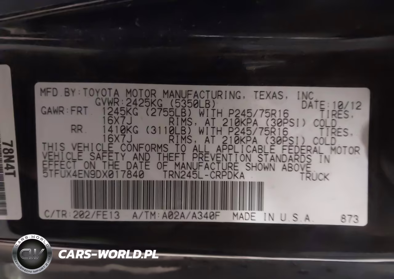 2013 Toyota Tacoma VIN:5TFUX4EN9DX017840 - 9