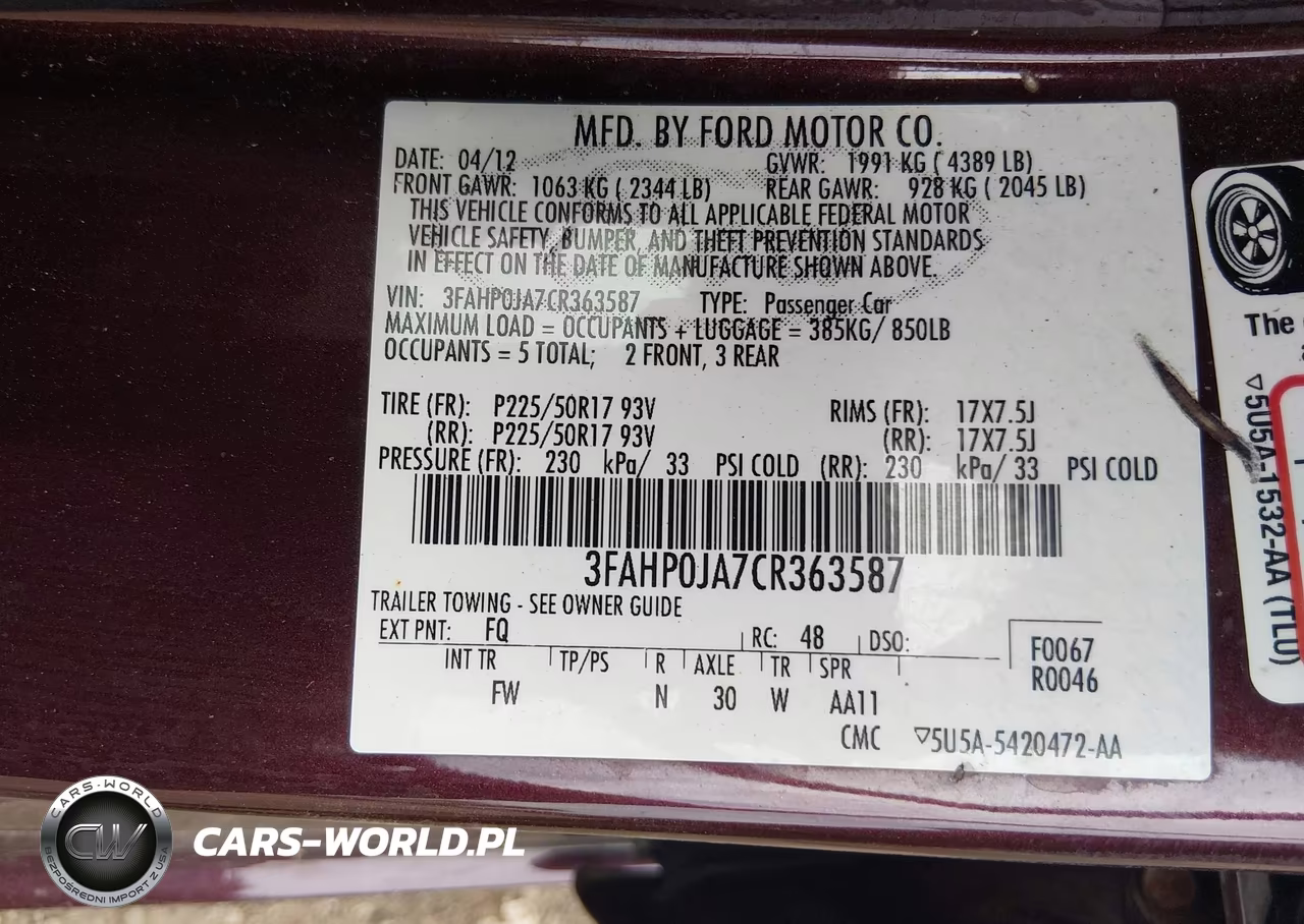 2012 Ford Fusion Sel VIN:3FAHP0JA7CR363587 - 9