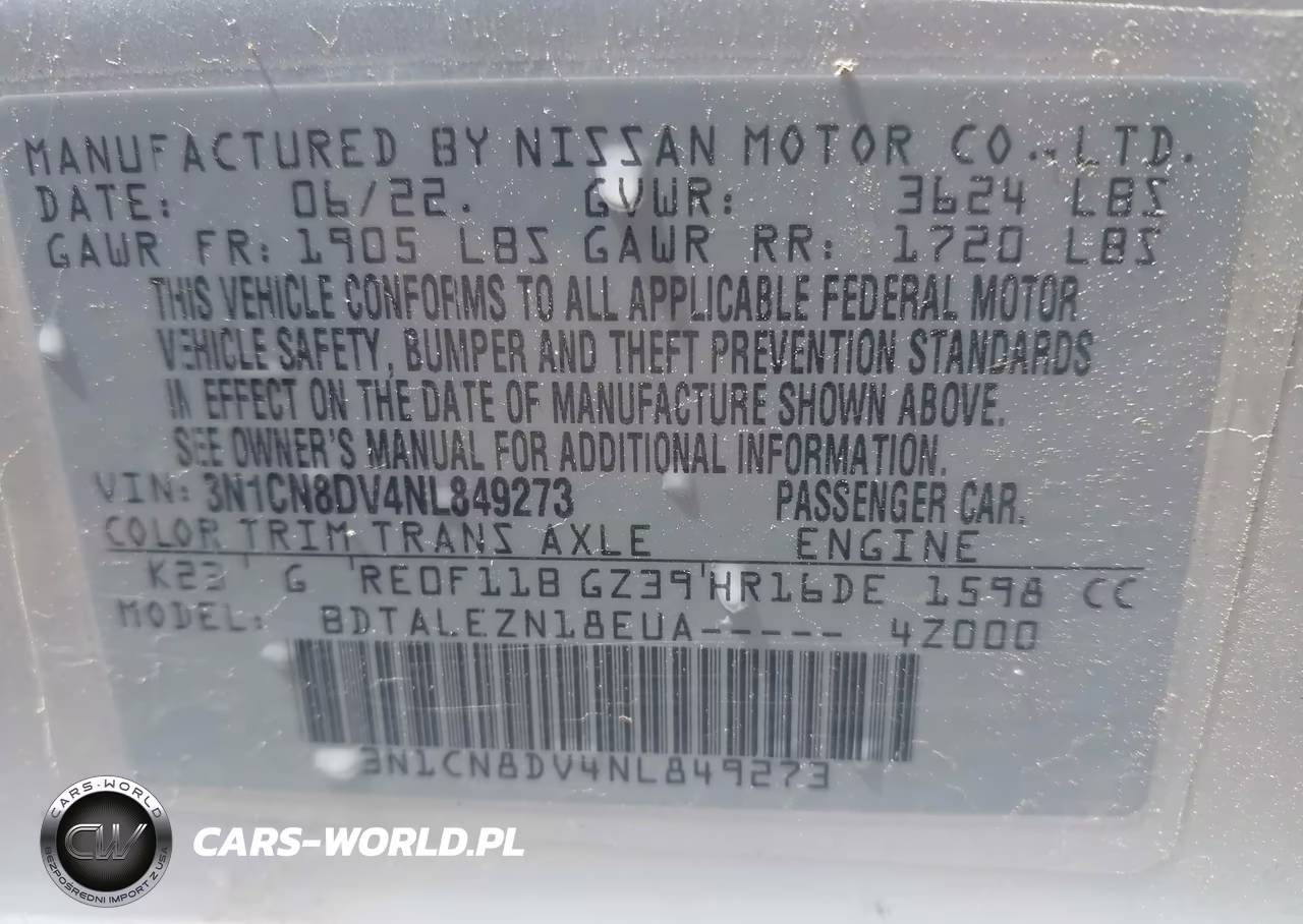 2022 Nissan Versa 1.6 S Xtronic Cvt VIN:3N1CN8DV4NL849273 - 9
