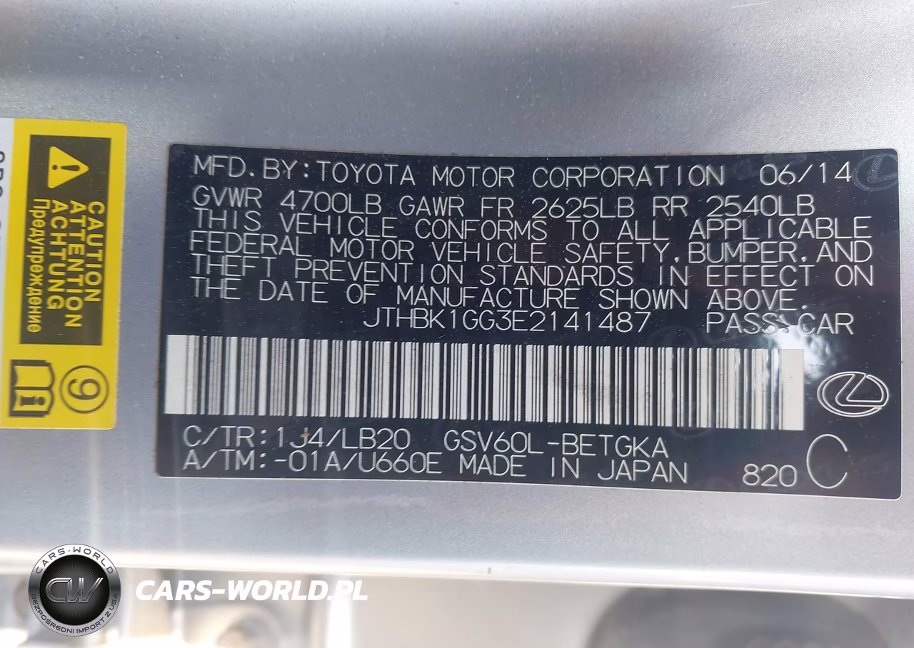2014 Lexus Es 350 VIN:JTHBK1GG3E2141487 - 9