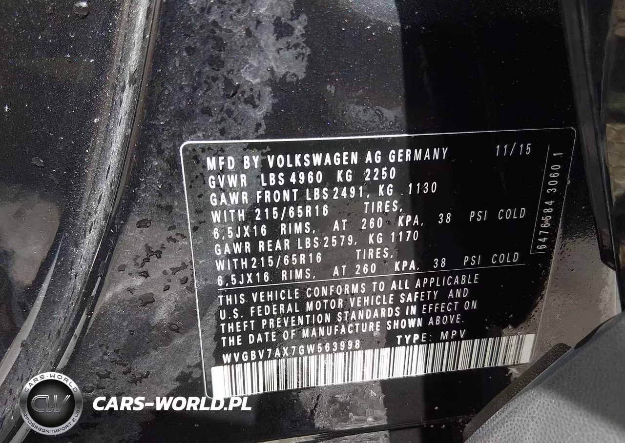 2016 Volkswagen Tiguan S VIN:WVGBV7AX7GW563998 - 9