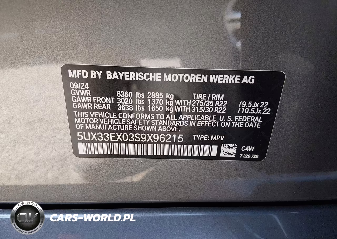 2025 BMW X6 xDrive40I VIN:5UX33EX03S9X96215 - 9