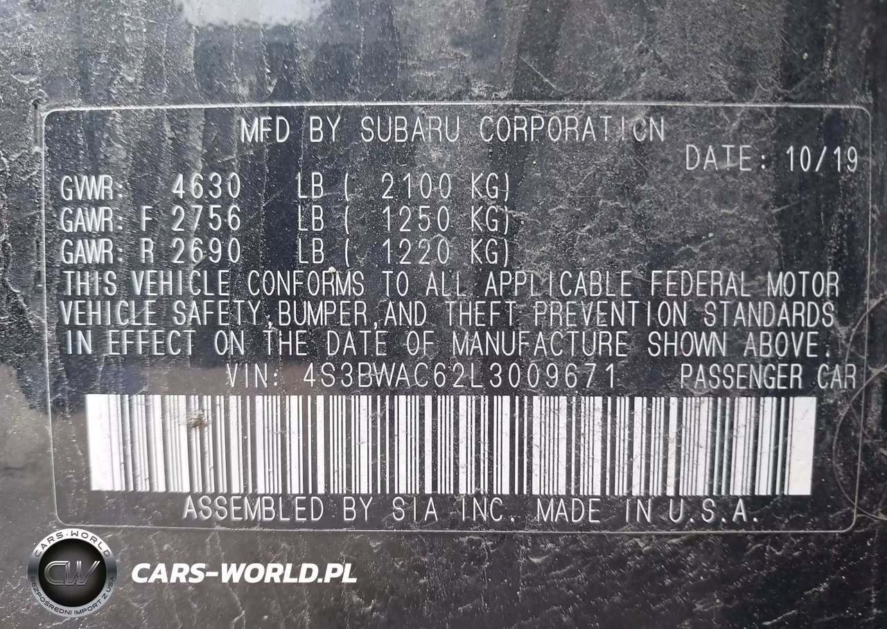 2020 Subaru Legacy Premium VIN:4S3BWAC62L3009671 - 9
