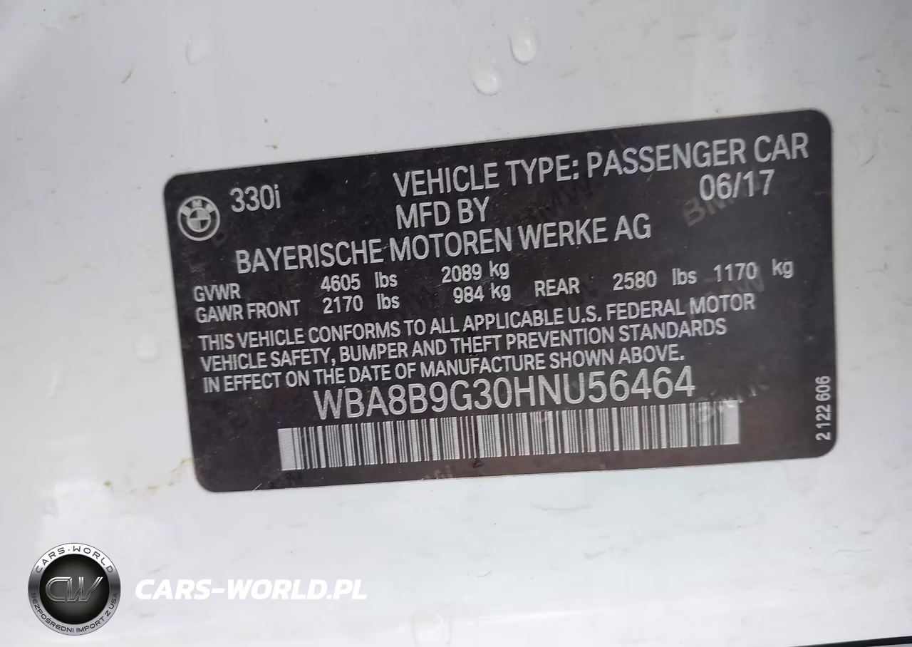 2017 BMW 330I VIN:WBA8B9G30HNU56464 - 9