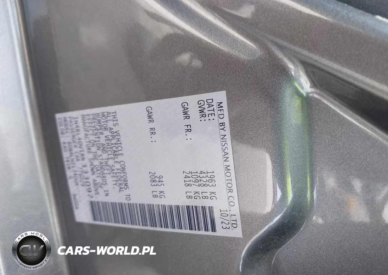 2024 Nissan Altima Sv Fwd VIN:1N4BL4DV1RN333097 - 9