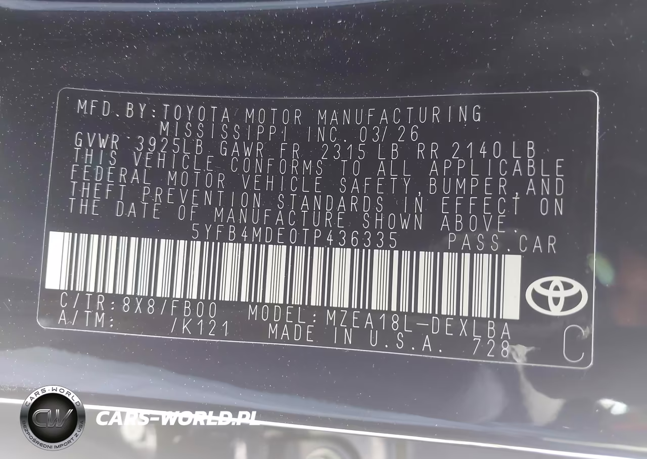 2026 Toyota Corolla Le VIN:5YFB4MDE0TP436335 - 9