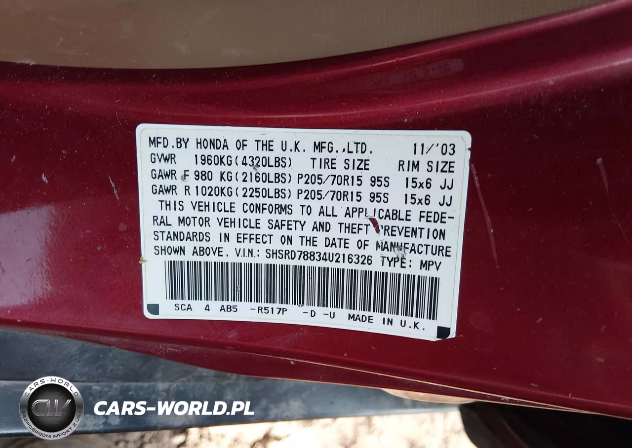 2004 Honda Cr-V Ex VIN:SHSRD78834U216326 - 9