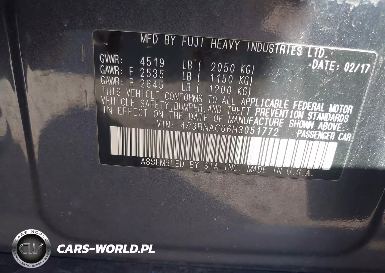 2017 Subaru Legacy 2.5I Premium VIN:4S3BNAC66H3051772 - 9